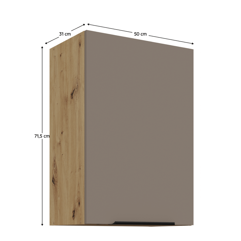 Casa si Gradina - Mobilier - Comode si corpuri - Corpuri bucatarie - Dulapior superior, sandgrau/stejar artisan, FRISBO 50 G-72 1F - Infinity.ro