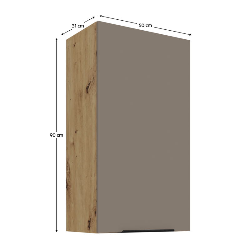 Casa si Gradina - Mobilier - Comode si corpuri - Corpuri bucatarie - Dulapior superior, sandgrau/stejar artisan, FRISBO 50 G-90 1F - Infinity.ro