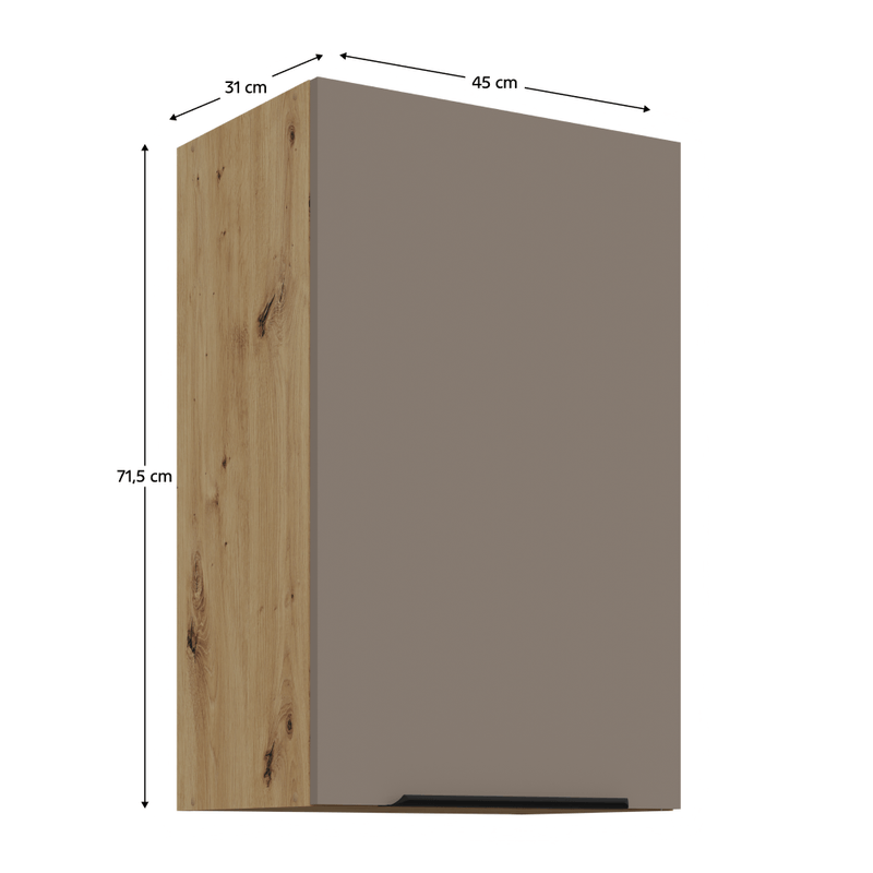 Casa si Gradina - Mobilier - Comode si corpuri - Corpuri bucatarie - Dulapior superior, sandgrau/stejar artisan, FRISBO 45 G-72 1F - Infinity.ro