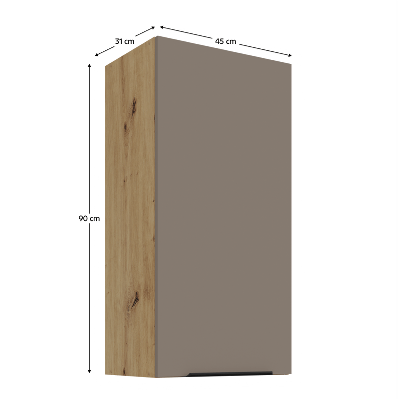 Casa si Gradina - Mobilier - Comode si corpuri - Corpuri bucatarie - Dulapior superior, sandgrau/stejar artisan, FRISBO 45 G-90 1F - Infinity.ro