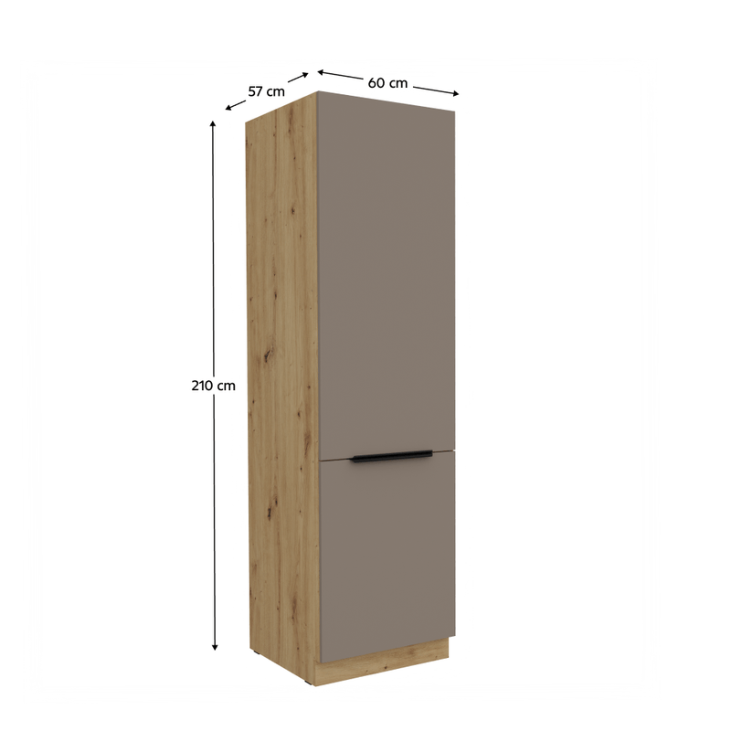 Casa si Gradina - Mobilier - Comode si corpuri - Corpuri bucatarie - Dulapior inalt, sandgrau/stejar artisan, FRISBO 60 DK-210 2F - Infinity.ro