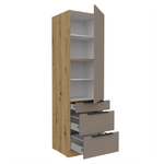 Casa si Gradina - Mobilier - Comode si corpuri - Corpuri bucatarie - Dulapior inalt, sandgrau/stejar artisan, FRISBO 60 DKS-210 3S1F - Infinity.ro