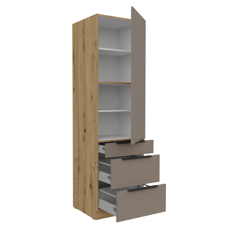 Casa si Gradina - Mobilier - Comode si corpuri - Corpuri bucatarie - Dulapior inalt, sandgrau/stejar artisan, FRISBO 60 DKS-210 3S1F - Infinity.ro