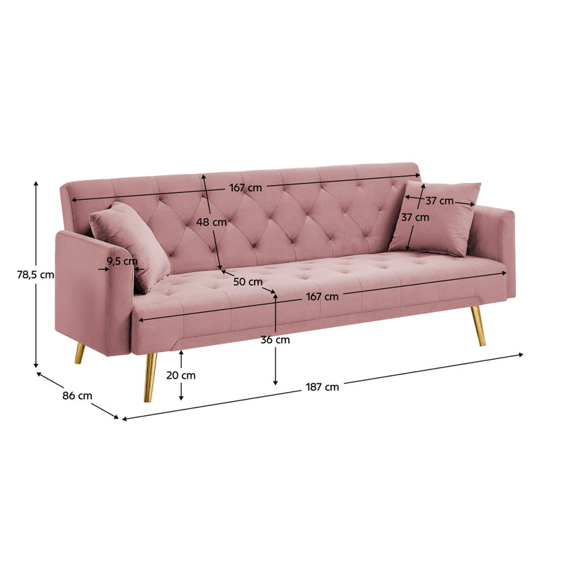 Casa si Gradina - Mobilier - Canapele si coltare - Canapele - Canapea extensibila, roz/gold crom-auriu, ALISIA - Infinity.ro