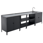 Casa si Gradina - Gradina si terasa - Mobilier exterior - Seturi mobila gradina - Mobilier de bucatarie de gradina cu 4 piese, chiuveta, negru, otel, INES - Infinity.ro
