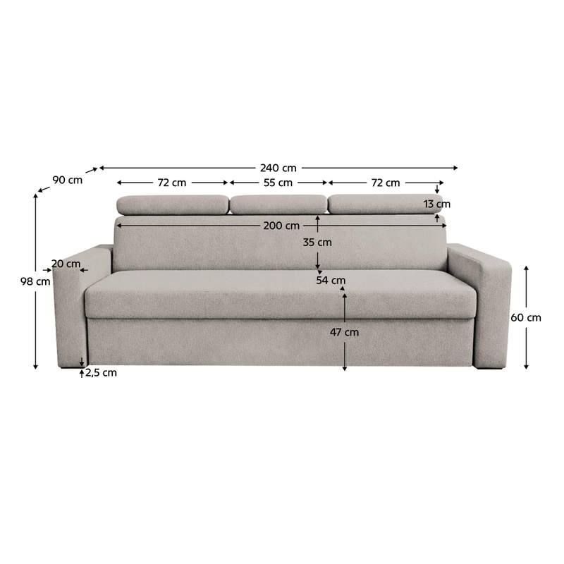 Casa si Gradina - Mobilier - Canapele si coltare - Canapele - Canapea extensibila, material textil bej gri Taupe, KINGA - Infinity.ro