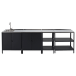 Casa si Gradina - Gradina si terasa - Mobilier exterior - Seturi mobila gradina - Mobilier de bucatarie de gradina cu 4 piese, chiuveta, negru, otel, INES - Infinity.ro