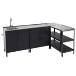 Casa si Gradina - Gradina si terasa - Mobilier exterior - Seturi mobila gradina - Mobilier de bucatarie de gradina cu 4 piese, chiuveta, negru, otel, INES - Infinity.ro