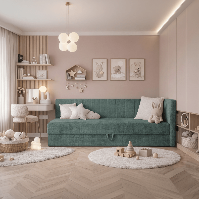 Casa si Gradina - Mobilier - Paturi si accesorii - Paturi - Pat de zi cu spatiu de depozitare, 90x200, verde, LUIZA - Infinity.ro