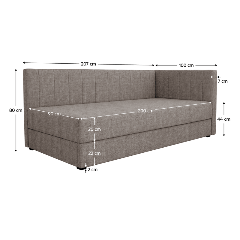 Casa si Gradina - Mobilier - Paturi si accesorii - Paturi - Pat de zi cu spatiu de depozitare, 90x200, maro, LUIZA - Infinity.ro