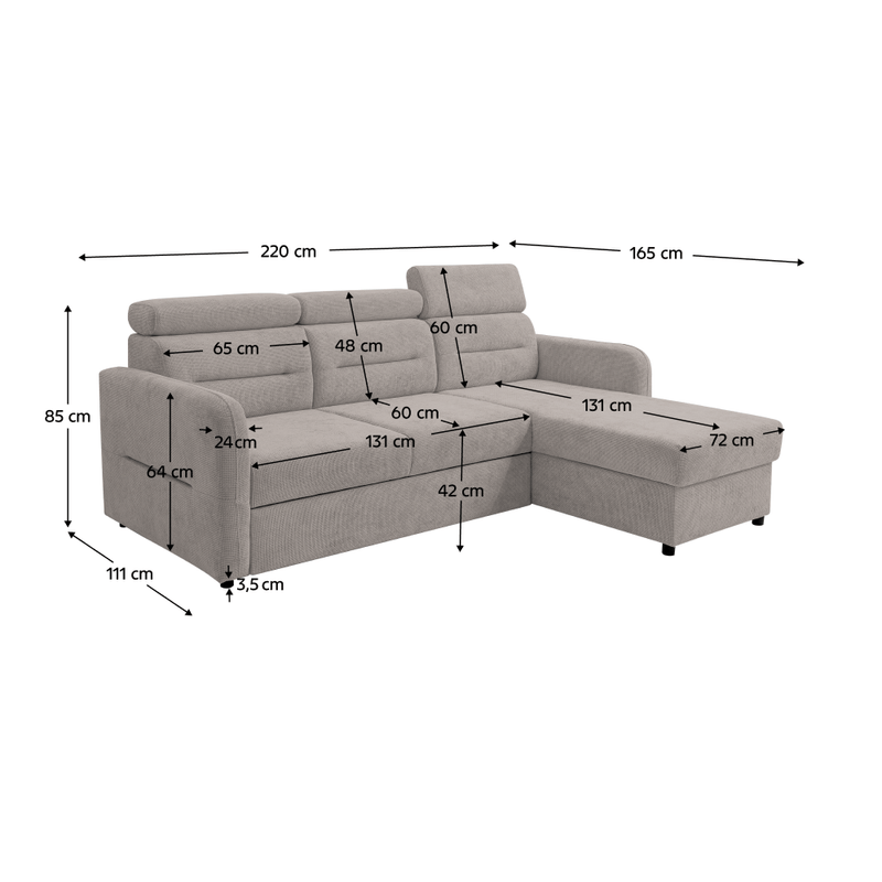 Casa si Gradina - Mobilier - Canapele si coltare - Coltare - Set de canapea universala, bej-gri Taupe, GILESA ROH L - Infinity.ro
