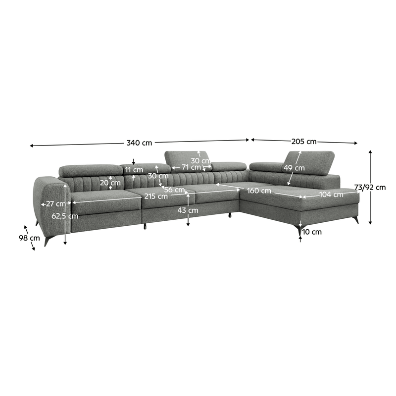 Casa si Gradina - Mobilier - Canapele si coltare - Coltare - Set de canapea de colt, gri, pe dreapta, PONTI MAXI ROH - Infinity.ro