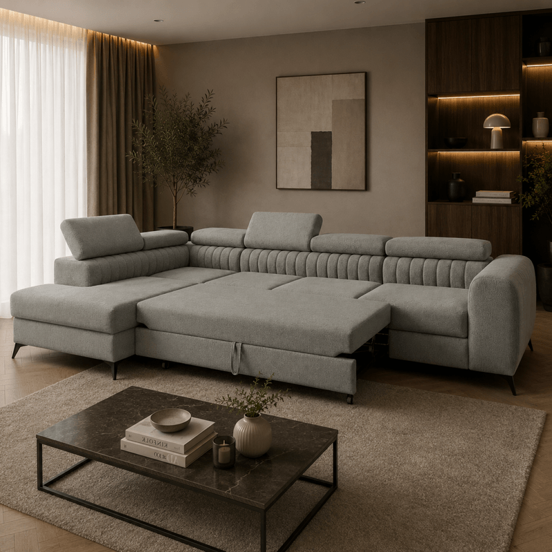 Casa si Gradina - Mobilier - Canapele si coltare - Coltare - Set de canapea de colt, gri, pe stanga, PONTI MAXI ROH - Infinity.ro