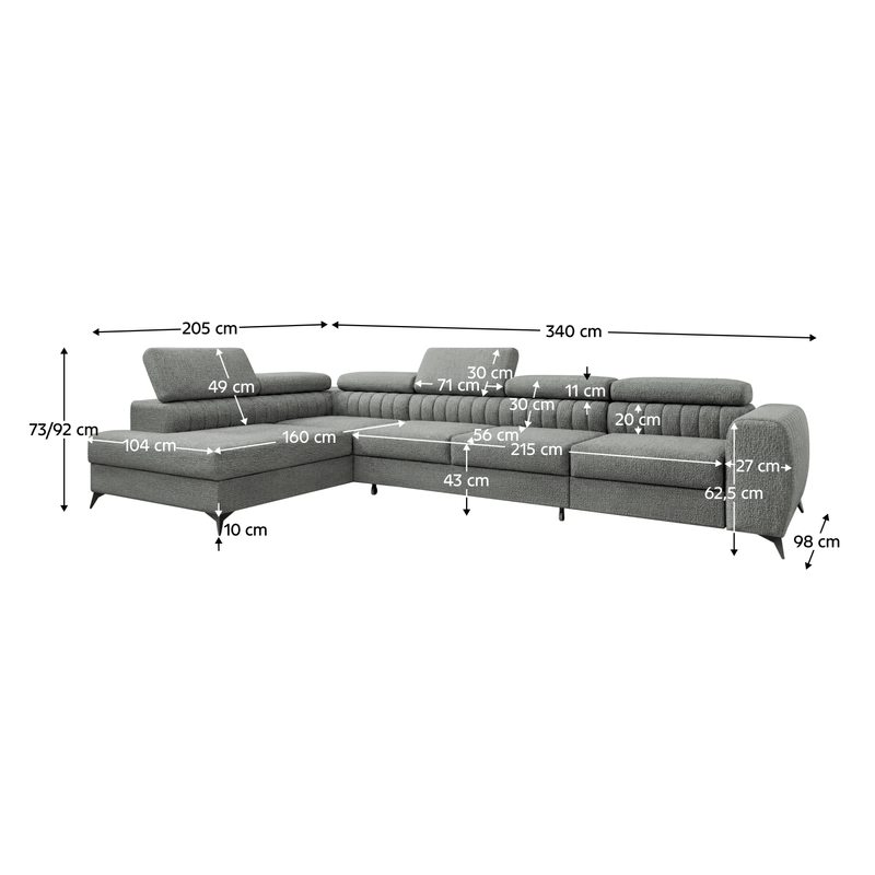 Casa si Gradina - Mobilier - Canapele si coltare - Coltare - Set de canapea de colt, gri, pe stanga, PONTI MAXI ROH - Infinity.ro
