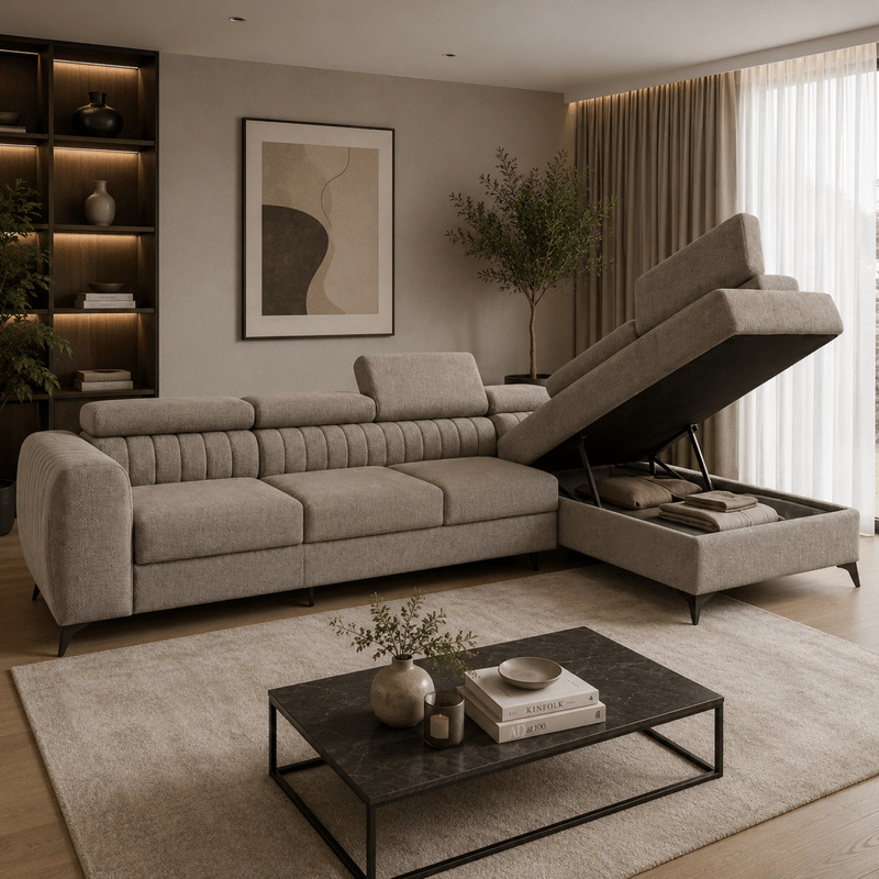 Casa si Gradina - Mobilier - Canapele si coltare - Coltare - Set de canapea de colt, maro, pe dreapta, PONTI MAXI ROH - Infinity.ro