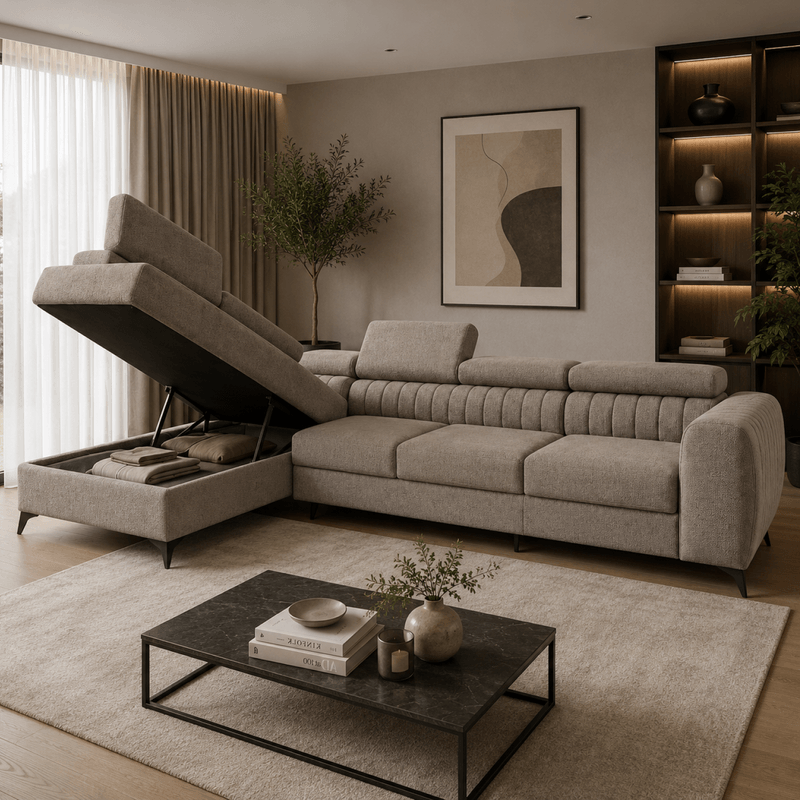 Casa si Gradina - Mobilier - Canapele si coltare - Coltare - Set de canapea de colt, maro, pe stanga, PONTI MAXI ROH - Infinity.ro