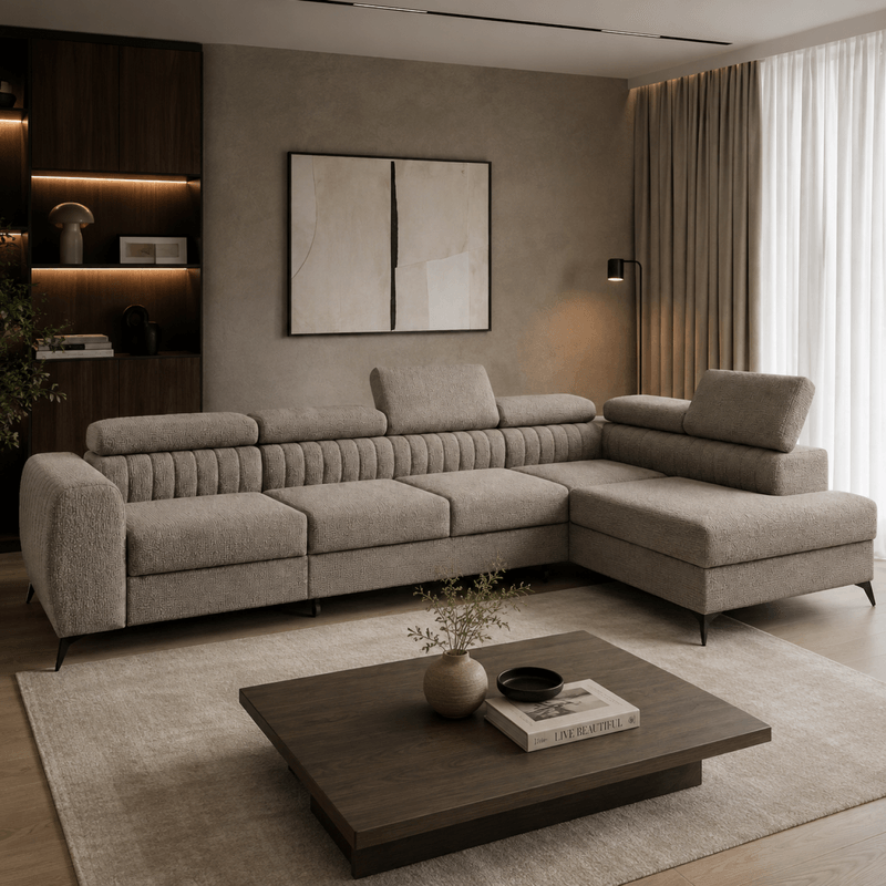 Casa si Gradina - Mobilier - Canapele si coltare - Coltare - Set de canapea de colt, maro, pe dreapta, PONTI MAXI ROH - Infinity.ro