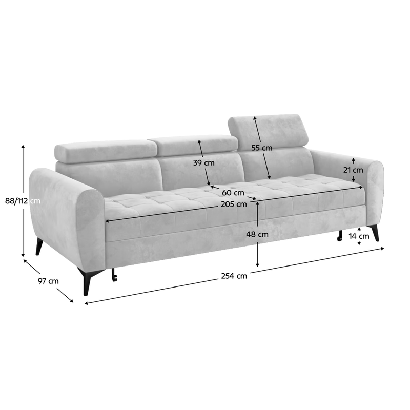 Casa si Gradina - Mobilier - Canapele si coltare - Canapele - Canapea extensibila cu 3 locuri, gri deschis, BARELO - Infinity.ro