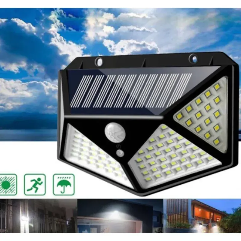 Casa si Gradina - Corpuri si surse de iluminat - Iluminat exterior - Lampi solare - Set 5 Lampi Solare de exterior,  100 LED SMD, Cu Senzor de miscare si lumina, 3 moduri de functionare - Infinity.ro