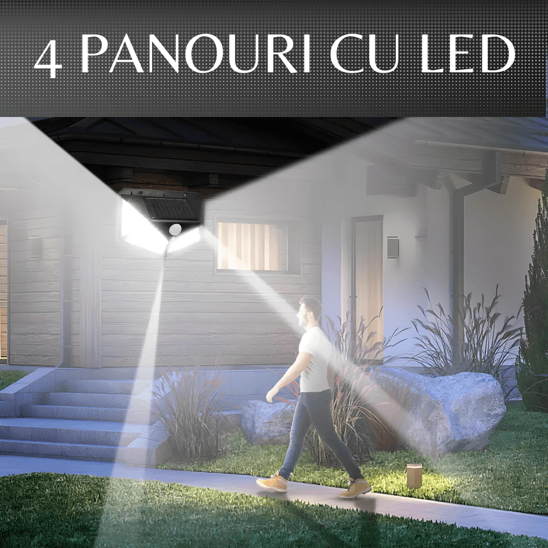 Casa si Gradina - Corpuri si surse de iluminat - Iluminat exterior - Lampi solare - Set 2 Lampi Solare cu Panou si Acumulator Calitate cu 100 Led / Lumina Alba si 270 Grade Raza Senzor de Miscare - Infinity.ro