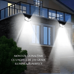 Casa si Gradina - Corpuri si surse de iluminat - Iluminat exterior - Lampi solare - Set 6 Lampi Solare cu Panou si Acumulator Calitate cu 100 Led / Lumina Alba si 270 Grade Raza Senzor de Miscare - Infinity.ro