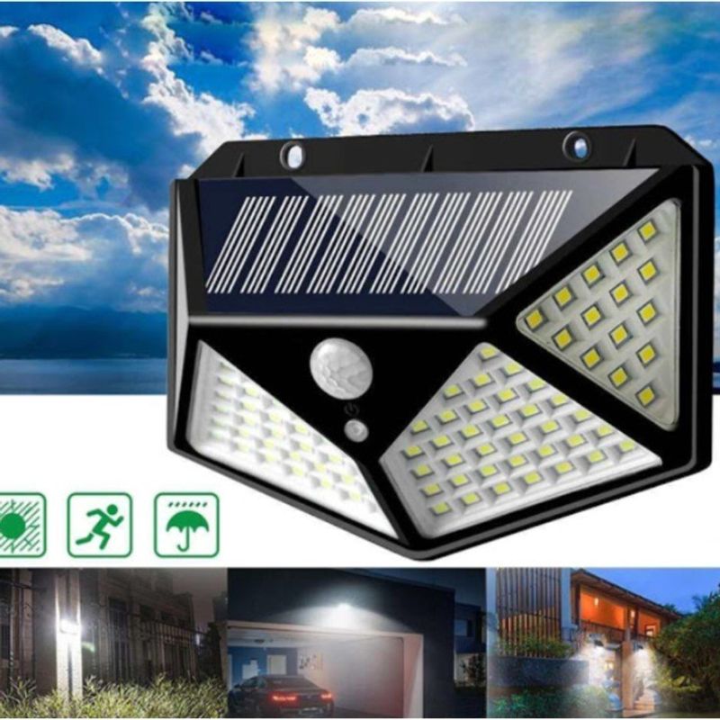 Casa si Gradina - Corpuri si surse de iluminat - Iluminat exterior - Lampi solare - Set 4 lampi cu incarcare solara, cu senzori de miscare si lumina, 3 trepte de iluminare, 100 x LED, IP65, APF, Negru - Infinity.ro