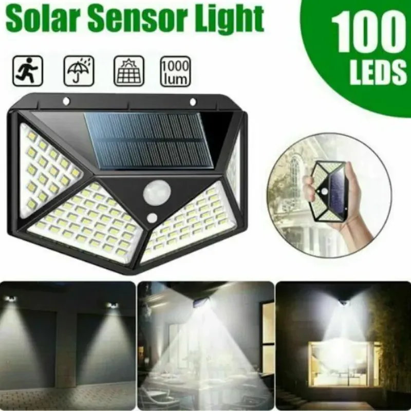 Casa si Gradina - Corpuri si surse de iluminat - Iluminat exterior - Lampi solare - Set 4 lampi cu incarcare solara, cu senzori de miscare si lumina, 3 trepte de iluminare, 100 x LED, IP65, APF, Negru - Infinity.ro