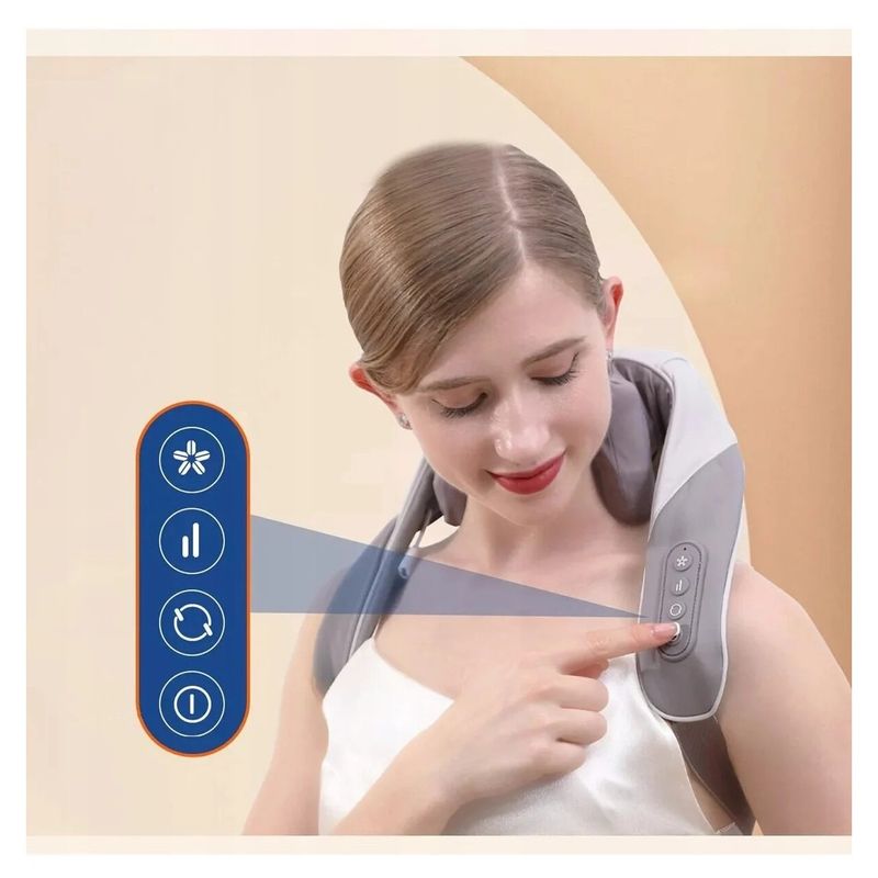 Ingrijire personala si Cosmetice - Sanatate si wellness - Articole wellness - Aparate si dispozitive de masaj - Aparat de Masaj pentru Gat si Umeri, 6 Capete, cu Caldura, Fara Fir, 2 Niveluri de Intensitate - Infinity.ro