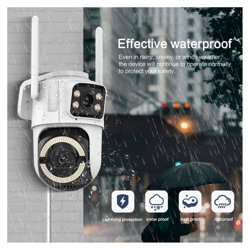 Casa si Gradina - Electrice - Smart Home - Camere de supraveghere - Camera Supraveghere Dubla cu WiFi, Rezolutie 3MP, Rezistenta la Apa, Interior si Exterior - Infinity.ro