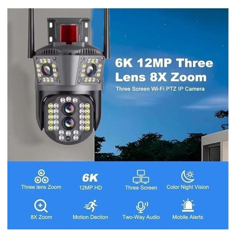 Casa si Gradina - Electrice - Smart Home - Camere de supraveghere - Camera de Supraveghere Tripla 4K Wi-Fi, Zoom 10x, PTZ, Detectare Umana, Auto Tracking, IP66 - Infinity.ro