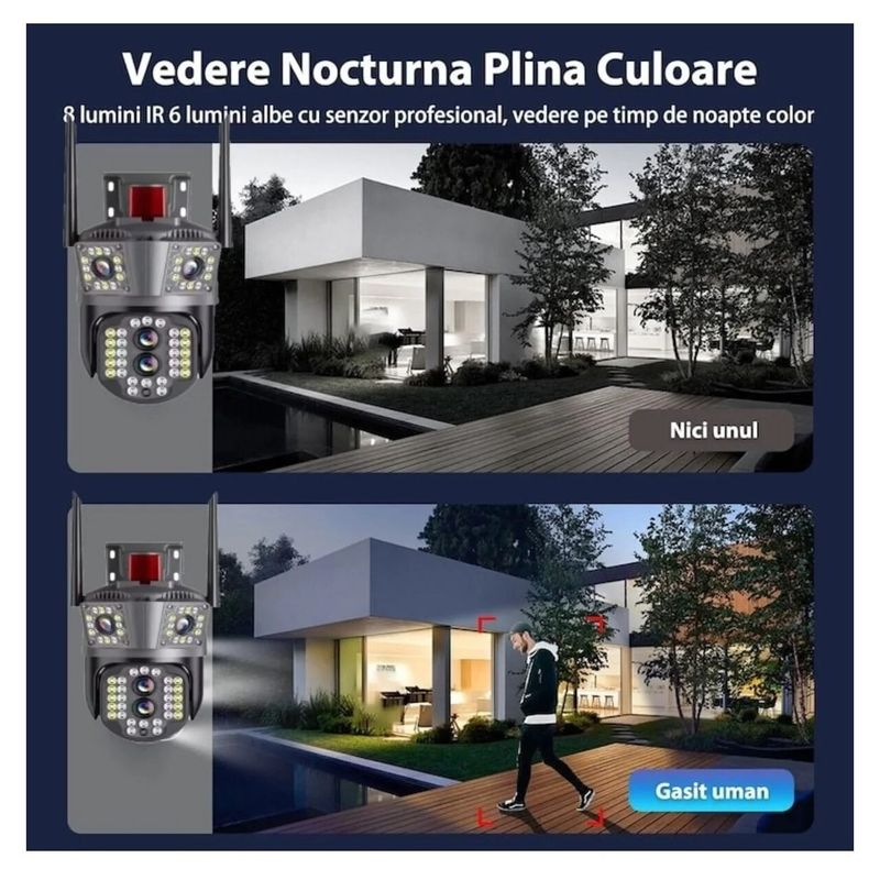 Casa si Gradina - Electrice - Smart Home - Camere de supraveghere - Camera de Supraveghere Tripla 4K Wi-Fi, Zoom 10x, PTZ, Detectare Umana, Auto Tracking, IP66 - Infinity.ro