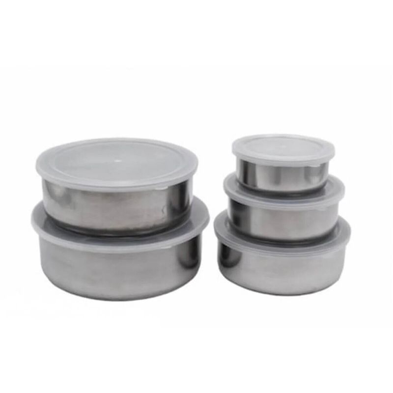 Casa si Gradina - Bucatarie si vesela - Organizare si depozitare bucatarie - Cutii alimentare - Set de 5 Cutii din Metal pentru Depozitare Alimente, inox, 10x12x14x16x18cm - Infinity.ro