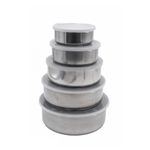 Casa si Gradina - Bucatarie si vesela - Organizare si depozitare bucatarie - Cutii alimentare - Set de 5 Cutii din Metal pentru Depozitare Alimente, inox, 10x12x14x16x18cm - Infinity.ro