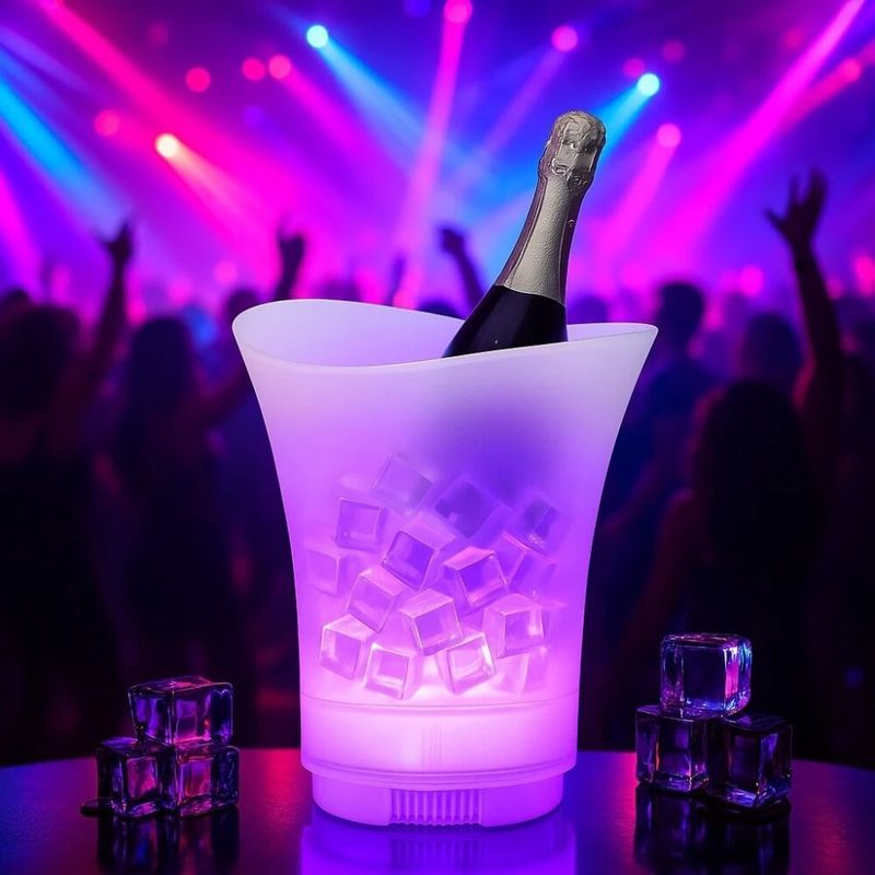 Casa si Gradina - Bucatarie si vesela - Accesorii bar - Frapiere si clesti gheata - Frapiera Gheata UniBox LED, Boxa Bluetooth 5W, Multicolor, 7 Litri - Infinity.ro
