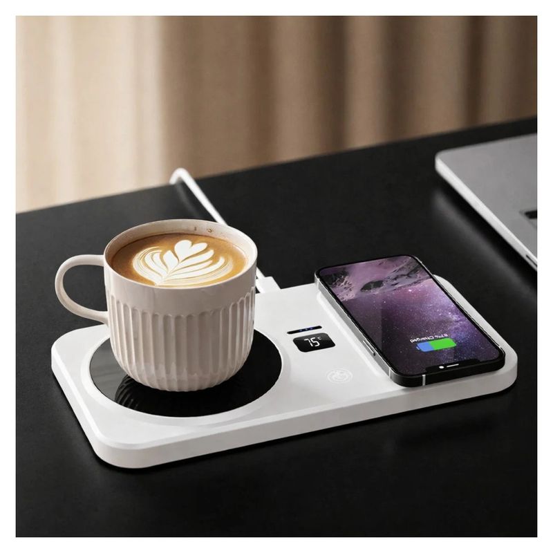 Casa si Gradina - Bucatarie si vesela - Accesorii bar - Suporturi bauturi - Suport de Cana cu Incalzire Electrica si Incarcare Wireless, Control de Temperatura, Smart - Infinity.ro