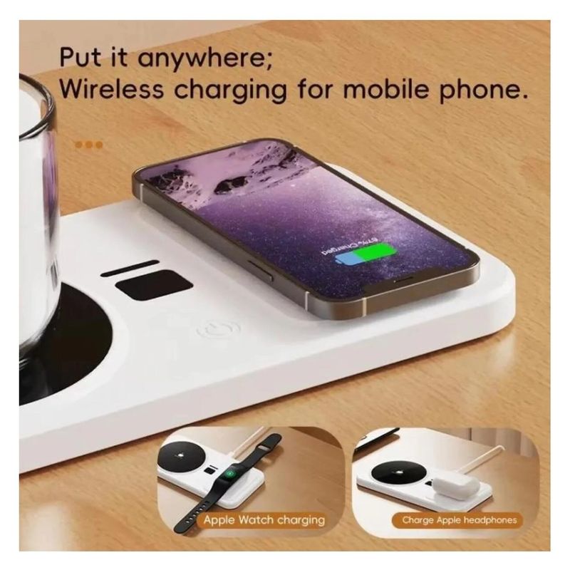 Casa si Gradina - Bucatarie si vesela - Accesorii bar - Suporturi bauturi - Suport de Cana cu Incalzire Electrica si Incarcare Wireless, Control de Temperatura, Smart - Infinity.ro