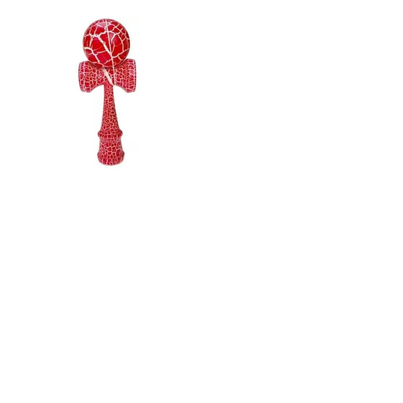 Jucarii, Copii si Bebe - Jucarii si jocuri - Jucarii & jocuri educative - Jucarii interactive - Kendama profesională din lemn, 18 cm - design clasic crăpat, Roșu/Alb - Infinity.ro