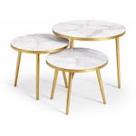 Casa si Gradina - Mobilier - Mese si birouri - Masute de cafea - Masa de Cafea 3 in 1, Tip Nesting, cu Blat Ceramic si Cadru din Otel - Infinity.ro