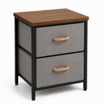 Casa si Gradina - Mobilier - Comode si corpuri - Noptiere - Noptiera 2 Etajere cu Sertare Textil, Lemn & Metal - 40x30x53.5 cm - Infinity.ro