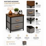 Casa si Gradina - Mobilier - Comode si corpuri - Noptiere - Noptiera 2 Etajere cu Sertare Textil, Lemn & Metal - 40x30x53.5 cm - Infinity.ro