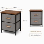 Casa si Gradina - Mobilier - Comode si corpuri - Noptiere - Noptiera 2 Etajere cu Sertare Textil, Lemn & Metal - 40x30x53.5 cm - Infinity.ro