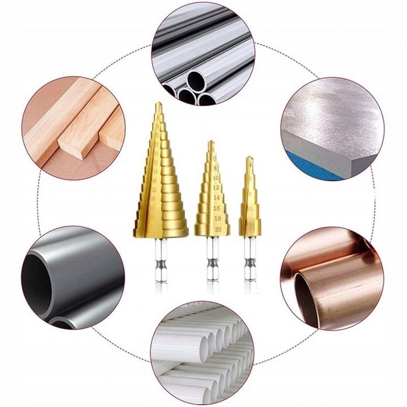 Casa si Gradina - Constructii - Scule electrice si accesorii - Seturi si accesorii pentru gaurit si insurubat - Set 3x Freze conice, pentru gaurire in trepte, 4x132 mm - Infinity.ro