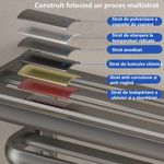 Casa si Gradina - Sanitare - Suporturi si accesorii baie - Suporturi baie - Suport pentru prosoape de baie, pliabil, otel/ABS, cu carlige, 50x24x17,5cm, rezistent la umiditate, instalare flexibila, gri - Infinity.ro