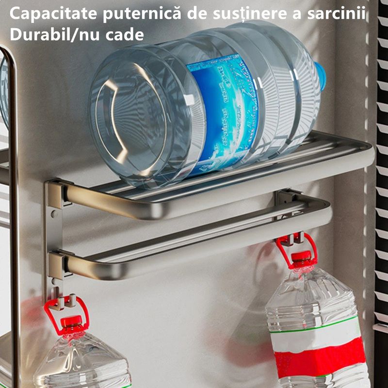 Casa si Gradina - Sanitare - Suporturi si accesorii baie - Suporturi baie - Suport pentru prosoape de baie, pliabil, otel/ABS, cu carlige, 50x24x17,5cm, rezistent la umiditate, instalare flexibila, gri - Infinity.ro