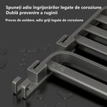Casa si Gradina - Sanitare - Suporturi si accesorii baie - Suporturi baie - Suport pentru prosoape de baie, pliabil, otel/ABS, cu carlige, 50x24x17,5cm, rezistent la umiditate, instalare flexibila, gri - Infinity.ro