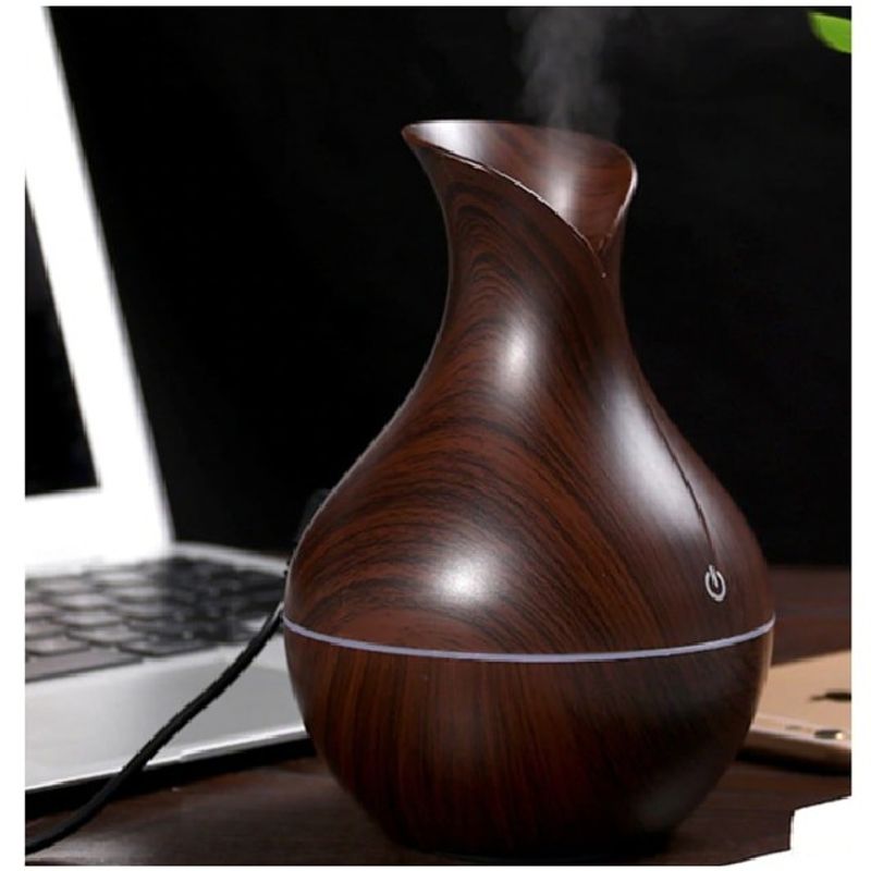Electronice si Electrocasnice - Climatizare si sisteme de incalzire - Aparate filtrare aer - Umidificatoare - Umidificator Aromaterapie cu LED, Ultrasunete, 130 ml, Maro Inchis - Infinity.ro