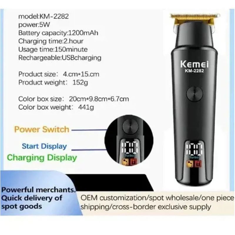 Ingrijire personala si Cosmetice - Aparate & accesorii ingrijire personala - Aparate de ras si tuns - Aparate de tuns - Masina de Tuns Kemei Profesionala, Autonomie 120 Min, Lame 0.1mm, Cu Cablu/Incarcare Rapida - Infinity.ro