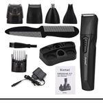 Ingrijire personala si Cosmetice - Aparate & accesorii ingrijire personala - Aparate de ras si tuns - Aparate de tuns - Masina de Tuns Kemei KM 640, Set 8 in 1, Acumulator, Negru - Infinity.ro