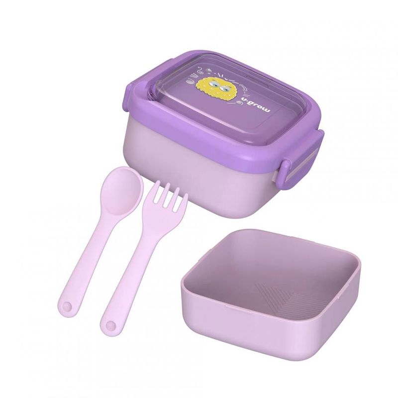 Jucarii, Copii si Bebe - Hrana si alaptare - Biberoane, suzete si accesorii hranire - Articole hranire bebelusi - Caserola 2in 1 cu lingurita si furculita, mov, U-Grow - Infinity.ro