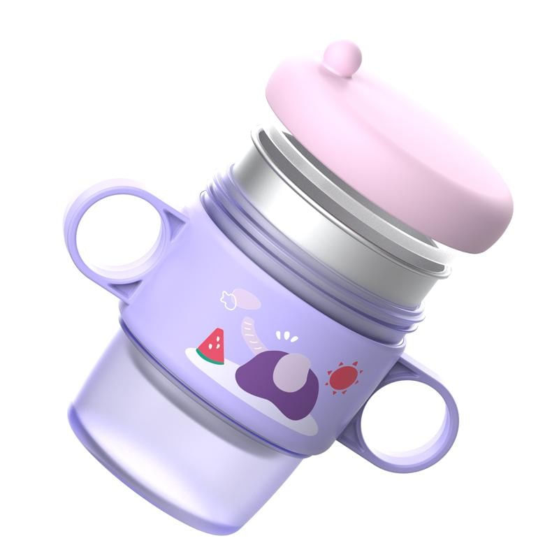 Jucarii, Copii si Bebe - Hrana si alaptare - Biberoane, suzete si accesorii hranire - Cani, pahare si accesorii bebe - Cana termos cu manere si capac, mov, 250 ml, U-Grow - Infinity.ro